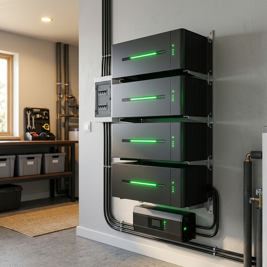 Wall-mounted LiFePO4 solar battery storage system