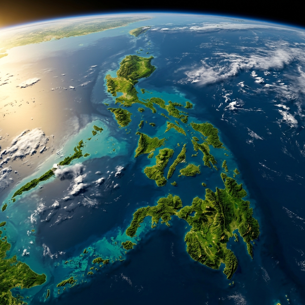 Philippine archipelago aerial view showing solar service coverage